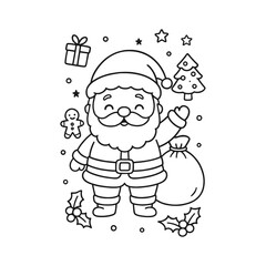 Hand-Drawn Santa Line Art Coloring Page