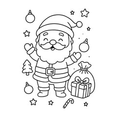 Hand-Drawn Santa Doodle Style Coloring