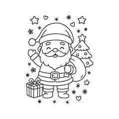 Hand-Drawn Santa Detailed Line Coloring