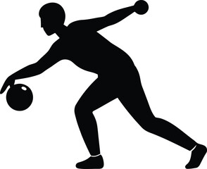 Black Silhouette of a Person Bowling player