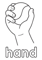 coloring book hand holding small ball for playtime