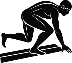 Runner at starting line silhouette athlete track and field