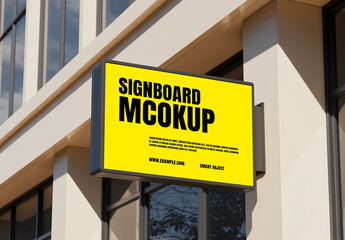 Realistic Wall Signboard Mockup Template for Outdoor Branding