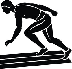 Sprinter at starting blocks silhouette runner athlete