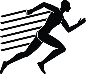 Silhouette of a runner with motion lines running speed