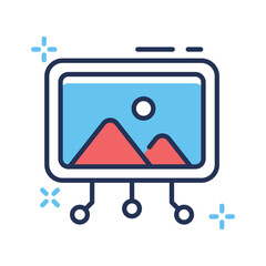 Smart AI image recognition and computer vision processing icon.