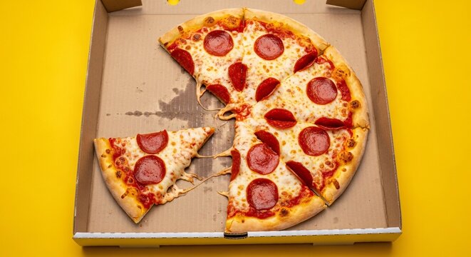 Pepperoni pizza in a box delicious italian food delivery takeout fast food meal