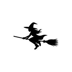 Obraz premium Halloween Witch on Broomstick Icon