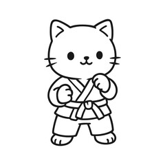 Martial arts cats. Hand-drawn coloring pages