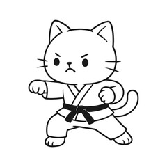 Cats learn martial arts on their own. Hand-drawn coloring pages