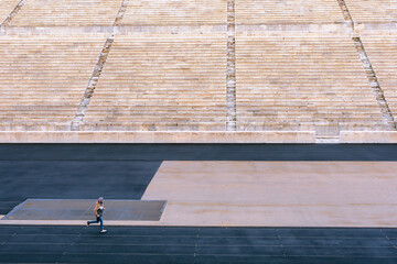 Runner Training on Ancient Panathenaic Stadium Track, Olympic Stadium
