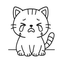Sad cat. Hand-drawn coloring pages