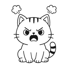 Angry cat. Hand-drawn coloring pages