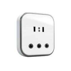 Modern wall electrical power outlet with four ports and socket holes isolated on Transparent Background