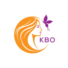 KBO Elegant Beauty Woman Logo. KBO with Butterfly | Salon & Spa Branding. KBO Luxury Beauty Icon Design.
