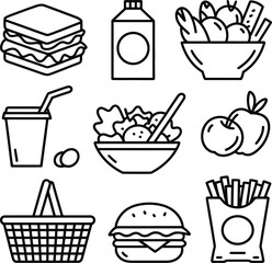 Fototapeta premium Food and Drink Icons sandwich bottle