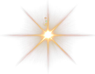 Bright and Radiant Starburst Effect with Light Rays Isolate on Transparent Background, cutout, png