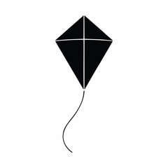 Minimalist Black Kite Icon Illustration A Symbol of Freedom and Playfulness