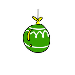 Cute Christmas ball green doodle illustration