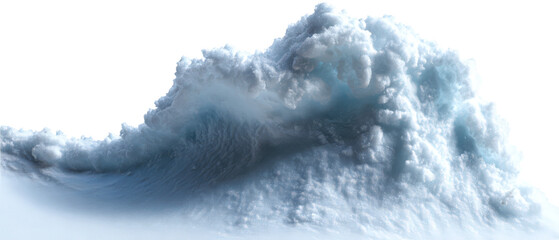 Dynamic Snow Wave Crash with Puffing Action Isolate on Transparent Background, cutout, png