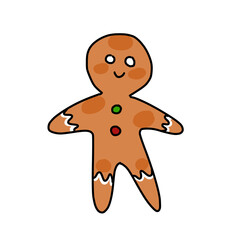 Cute gingerbread man doodle illustration