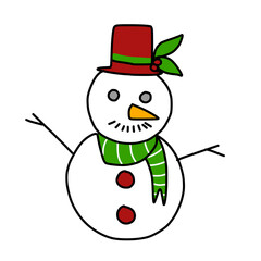 Cute snowman doodle illustration