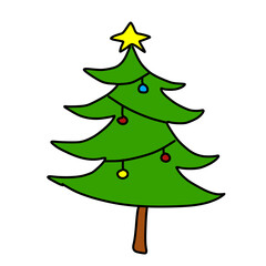 Cute Christmas tree doodle illustration