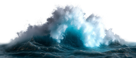 Realistic Tsunami Ocean Wave Splash Isolate on Transparent Background, cutout, png