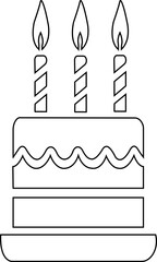 Birthday cake icons. Birthday cake icon with candles, celebration vector on white background. A modern birthday cake icon featuring candles is against a white background celebration.