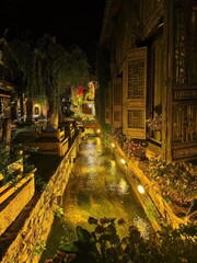Enchanting Nighttime Canal and Traditional Architecture Scene