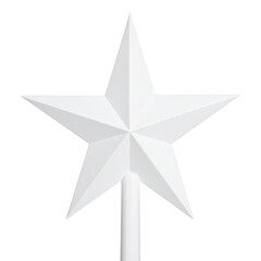 Blank matte white minimalist tree topper star mockup with simple five point geometry, isolated on transparent background, png