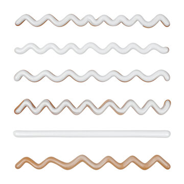 Blank set of icing squiggle borders mockup with wavy loops sized for gingerbread house roof edges, isolated on transparent background, png
