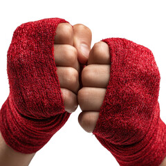 Two hands wrapping red boxing wraps png sports png boxing png wrist png protection png bandage png training png athlete png support png fitness png transparent background image
