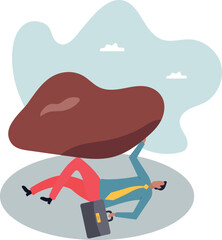 Work responsibility, pressure or problem, debt burden or difficulty challenge, struggle, or overworked, effort or punishment.about a man and his life.