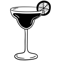 Margarita cocktail with lime slice in a glass. Simple flat vector illustration for summer, bar, restaurant, or tropical party design.