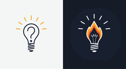 Conceptual lightbulb illustrations symbolize the journey from inquiry and new ideas to burning passion and innovative solutions.