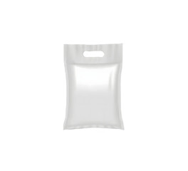 White plastic bag isolated on transparent background for food product packaging