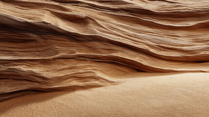 Obraz premium Close-up of textured sandstone layers in a vast empty desert. beautiful desert background. gorgeous scene straight out Arabian fairy tale, where sand, heat, silence reign.