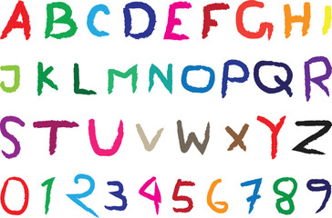 Colorful Brush Font Alphabet and Numbers – Artistic Handwritten Style.
