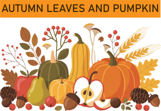 autumn background with pumpkin and leaves