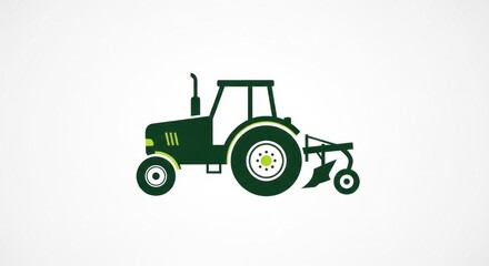 Obraz premium A green tractor with a plow attached, positioned on a white background with a clear sky.