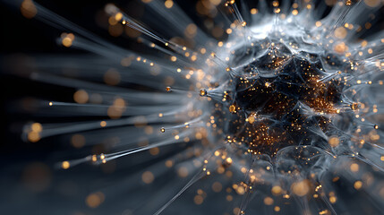 Futuristic digital sphere with glowing network connections, AI, big data, and cybersecurity concept.