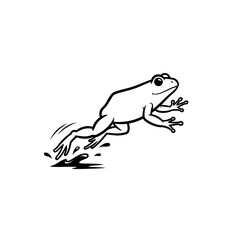 A leaping frog in mid-air showcasing agility and grace against a simple white background