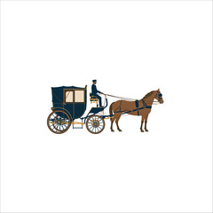 hansom-cab vector, a kind of two wheeled cab with horse .