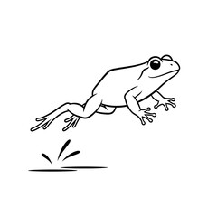 A simple illustration of a frog leaping into the air, creating a splash, against a minimal background