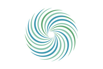 Abstract spiral design featuring alternating green and blue curves creating a dynamic visual effect
