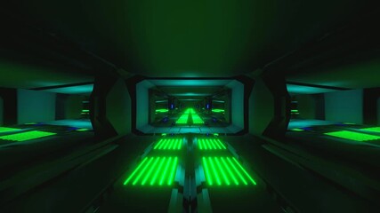 Tunnel vj loop screensaver showcases seamless flow of pulsating green lights in an abstract digital environment for relaxation