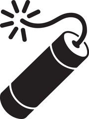 Classic black and white illustration of a dynamite stick with a burning fuse ready to explode