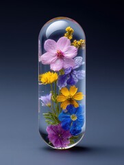 Botanical Wellness Capsule with Natural Flowers in Glass