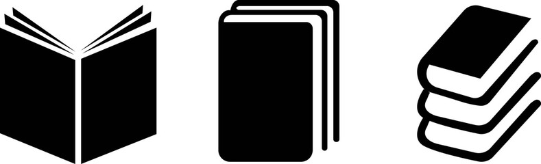 Book icons. open and closed books, library, education, reading, graphic design elements .book logo icon .Book pages glyph icon. Symbol. Reading and literature solid icons.Book line icon